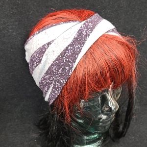 Faux Glitter Stripe Earwarmer Headwrap Turban …
